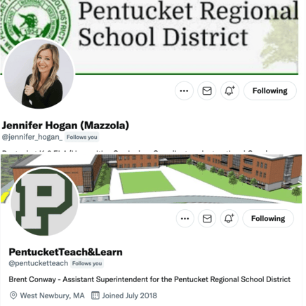 Jennifer Hogan (Mazzola) Twitter account. Pentucket Teach & Learn Twitter account.