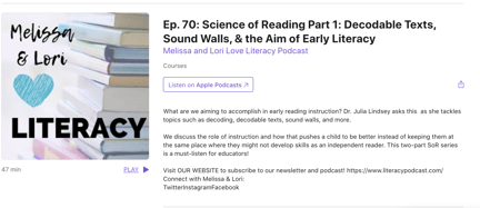 Episode 70: Science of Reading Part 1: Decodable texts, sound walls, & the aim of early literacy.